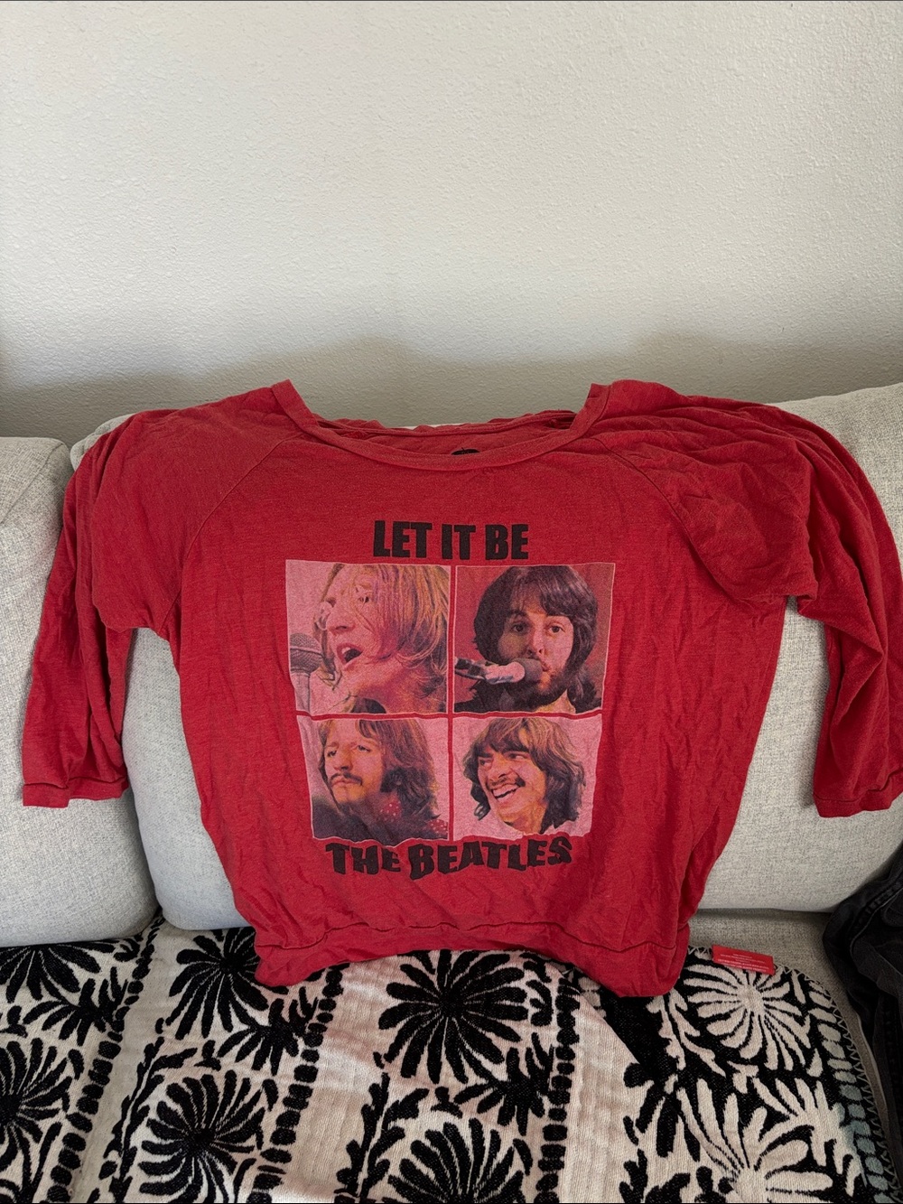 The Beatles Red 'Let It Be' Four-Panel Long Sleeve Kids Tee